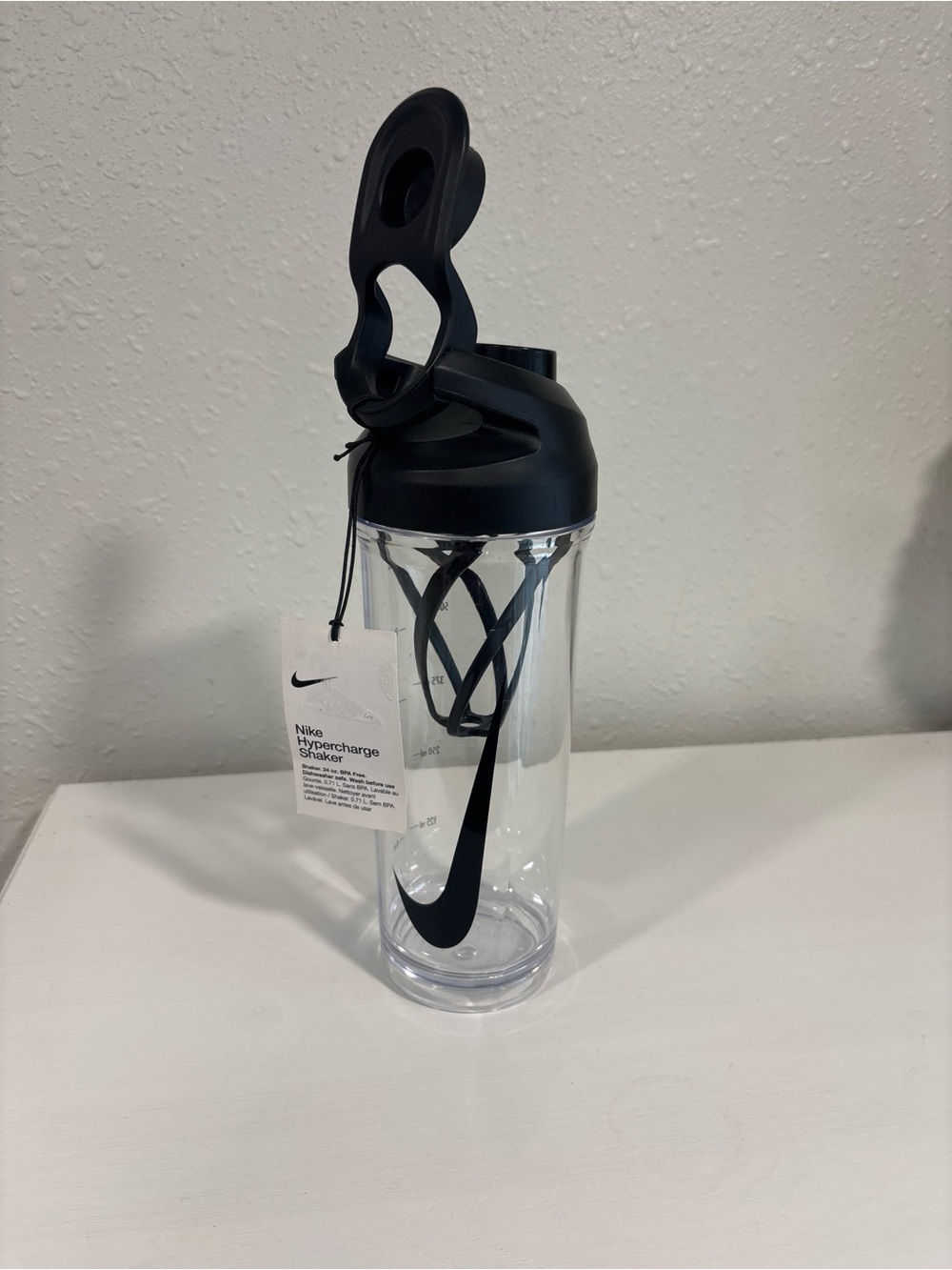 Nike hypercharge Shaker Bottle with Black Lid and Swoosh